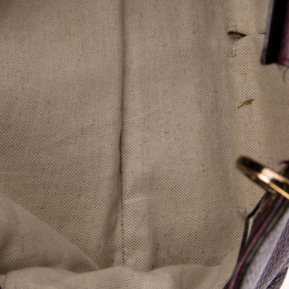 Gucci Purple Leather Shopper Tote Bamboo Handle Gold Hardware Vintage Branding - Picture 5 of 6